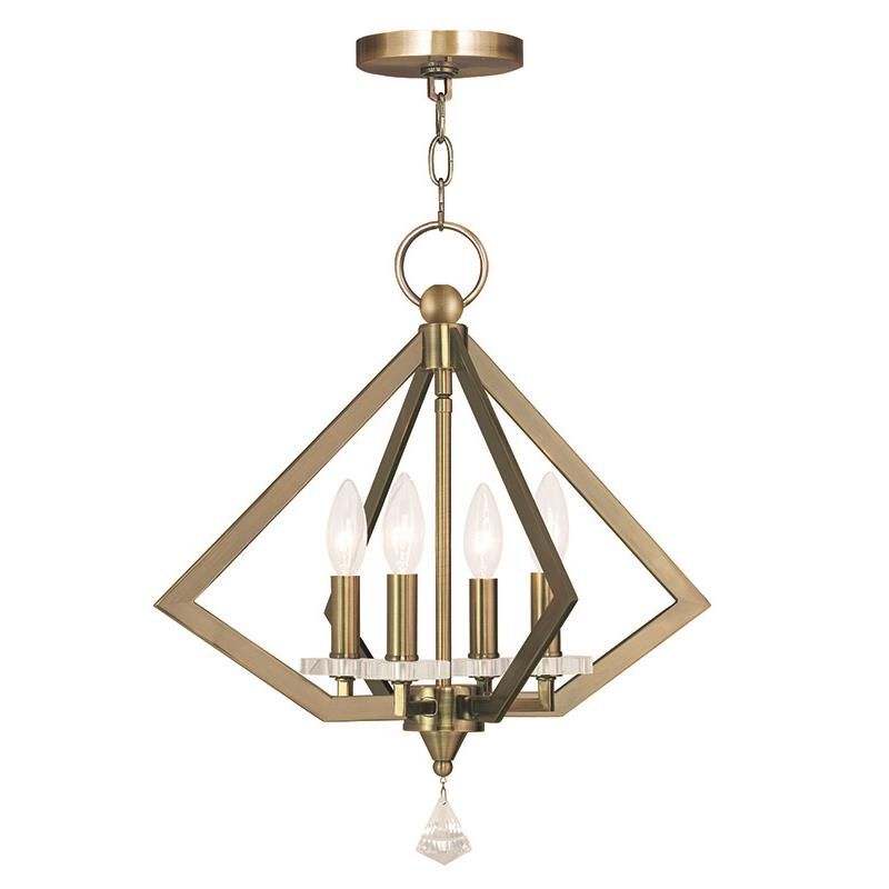 Shown in Antique Brass finish and Clear crystal